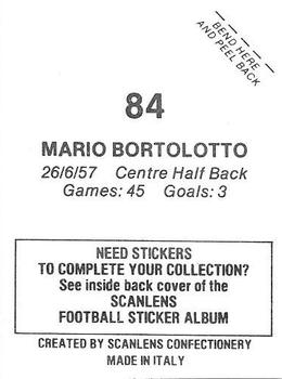 1984 Scanlens VFL Stickers #84 Mario Bortolotto Back
